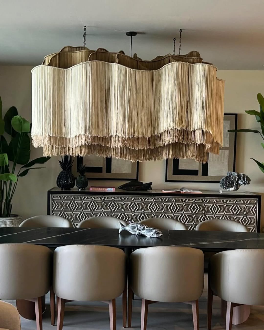 Macrame Decoration Cream Layers Handcrafted Macrame Chandelier, Large Boho Macrame Chandelier, Tassel Fringe Pendant Light, Living Room Decor