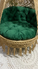 Beautiful Macrame Hanging Chair Bohemian Hanging Swing Chair Swing with Green Cushions