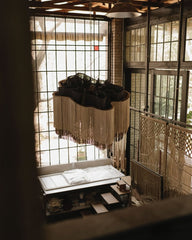 Macrame Decoration Cream Layers Handcrafted Macrame Chandelier, Bohemian Cotton Cascade Pendant