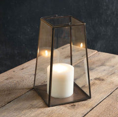 Set of 2 geometric glass Candle holders