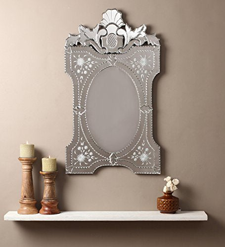 Vintage Venetian Wall Mirror | Etched Glass Mirror for Entryway & Bathroom | Antique Decorative Mirror | Luxury Home Decor Accent