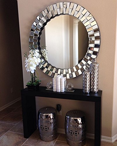 Venetian Decorative Mirror | Large Vintage Wall Mirror | Crystal Etched Glass Mirror for Hallway, Living Room & Vanity | Premium Home Decor