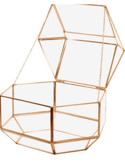 Wedding Card Box/Geometric Glass Wedding Display Box/Gold Glass Box