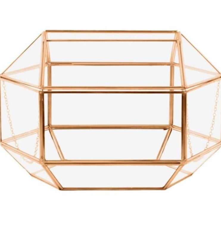 Wedding Card Box/Geometric Glass Wedding Display Box/Gold Glass Box
