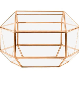 Wedding Card Box/Geometric Glass Wedding Display Box/Gold Glass Box