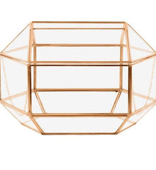 Wedding Card Box/Geometric Glass Wedding Display Box/Gold Glass Box