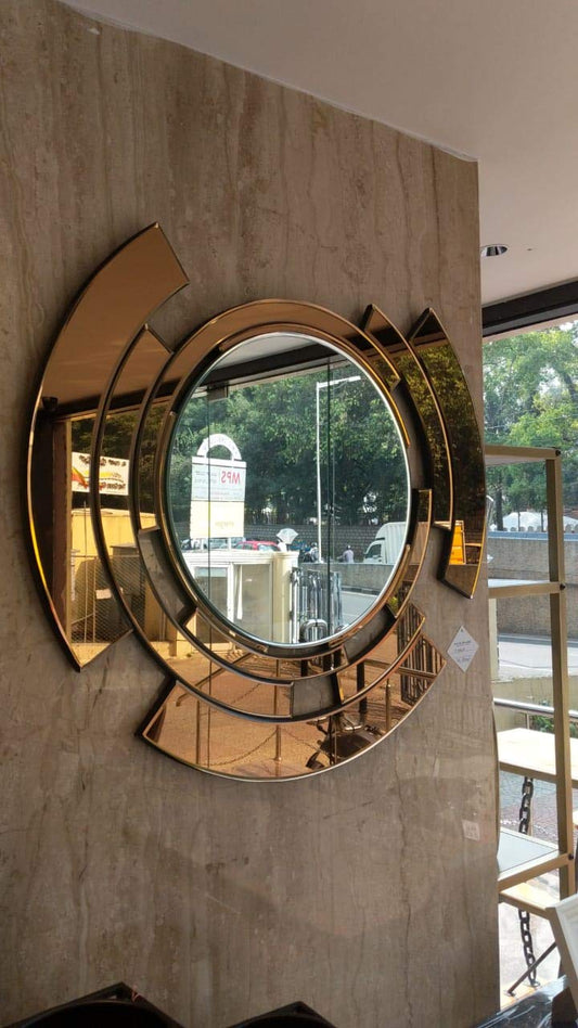 Clossal Mirror, Venatian Decor, Bronze Mirror Crystal Etched Glass Mirror for Hallway, Living Room & Vanity | Premium Home Decor