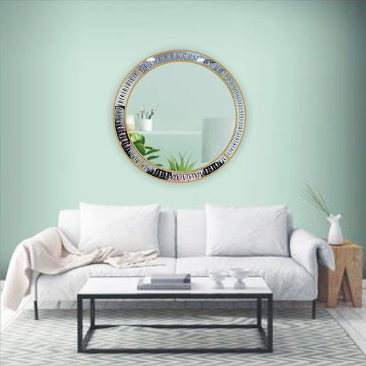 Round Beveled Decorative Mirror | Venetian Etched Glass Wall Mirror | Vintage Luxury Home Decor | Perfect for Entryway, Bathroom & Bedroom