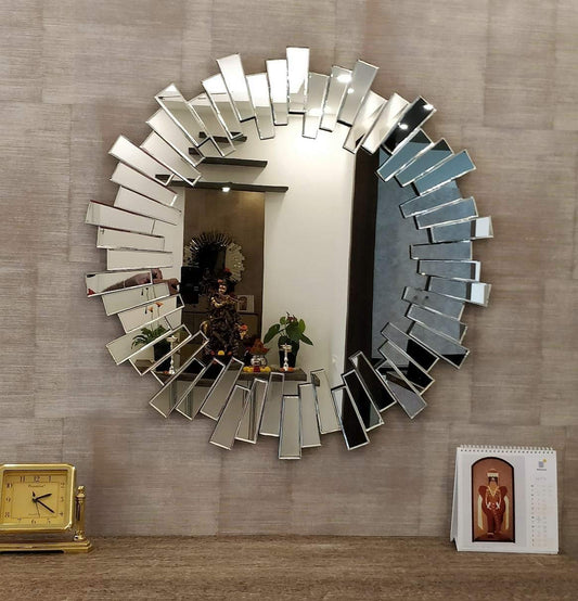 Beveled Etched Glass Venetian Mirror | Vintage Decorative Wall Mirror | Baroque Style Large Wall Mirror for Bedroom & Living Room Decor