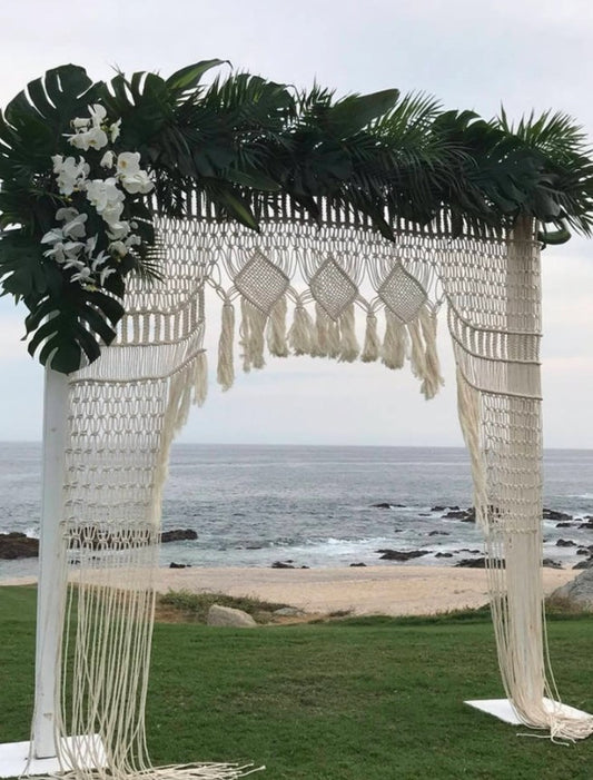 Boho Wedding backdrop, Large Macrame Curtain Decor Macrame/ Wedding Arch/ Macrame Curtain/ Ceremony Backdrop Rustic Wedding Decor