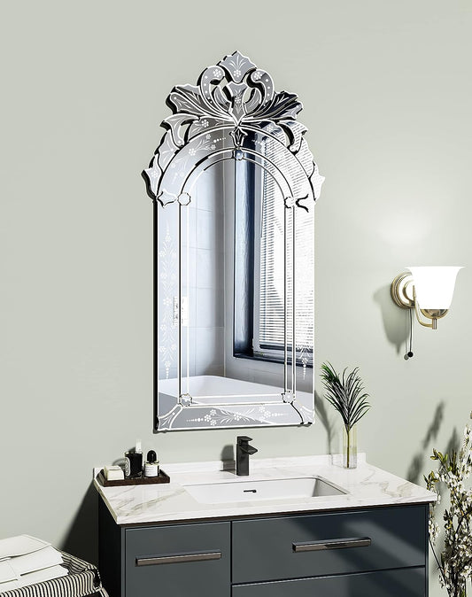 Wall Mounted Squared Mirror, Venetian Mirror Decor