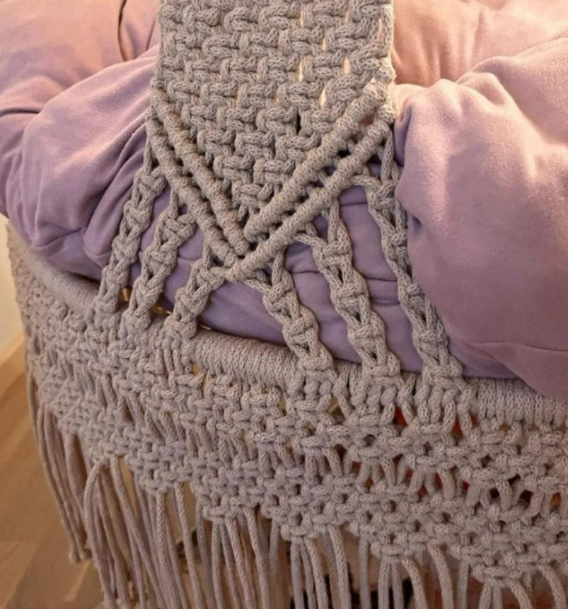 Beautiful Handmade Macrame Hanging Chair Porch rocking swing, Hammock Chair, Macrame Round Swing, Hanging Cotton Macrame Hammock Chair