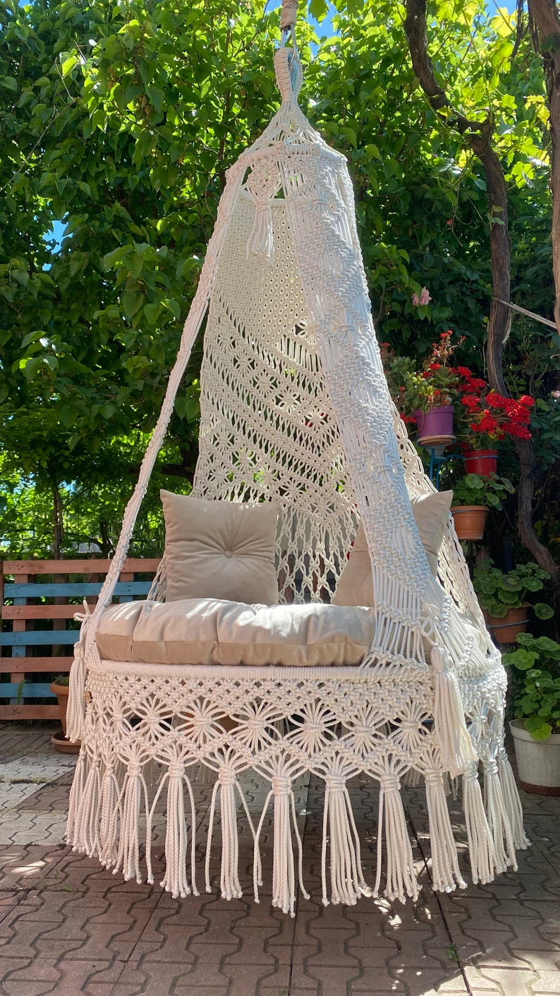 Natural Hanging Handmade Macrame Swing Chair