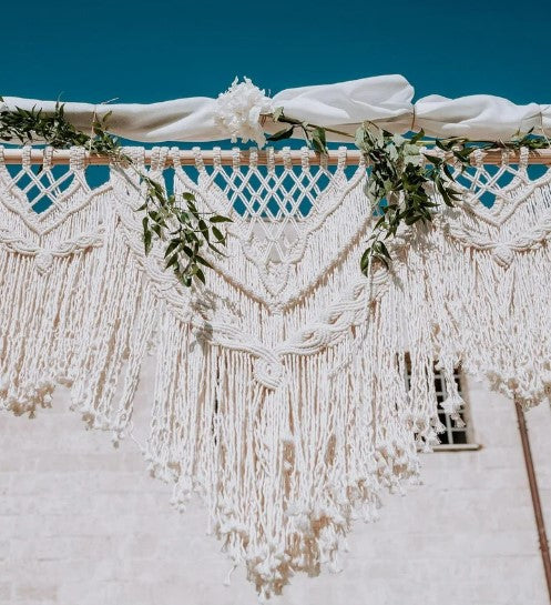 Wedding Tapestry Macrame Wedding Backdrop, Bohemian Décor Macrame/ Wedding Arch/ Macrame Curtain/ Ceremony Backdrop Rustic Wedding Decor