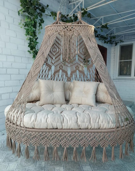 Macrame Swing Chair, Hanging Chair, Indoor And Outdoor Swing
