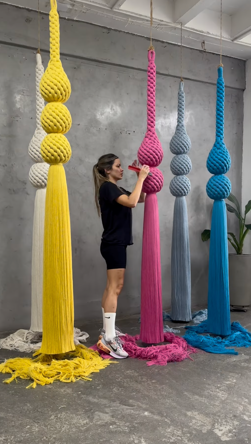 Multi Colors Macrame Hanging Installation – Ancestral Luxury Inspired Handmade Fiber Art for Statement Living