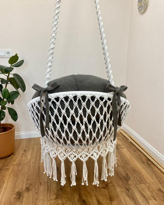 Round Hanging Swing Chair  Porch rocking swing, Hammock Chair, Macrame Round Swing, Hanging Cotton Macrame Hammock Chair
