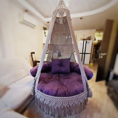 Handmade Macrame Swing Chair, Hanging Hammock, Swing Bed