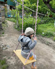 Indoor Outdoor Kids & Adults Tree Swing. Classic Scandinavian design. Wooden seat, jute or cotton ropes. Great Gift!