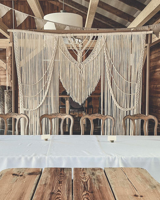 Macrame Beautiful Wedding Backdrop Macrame Wedding Backdrop: Rustic Wedding Arch, Ivory Cream Cotton