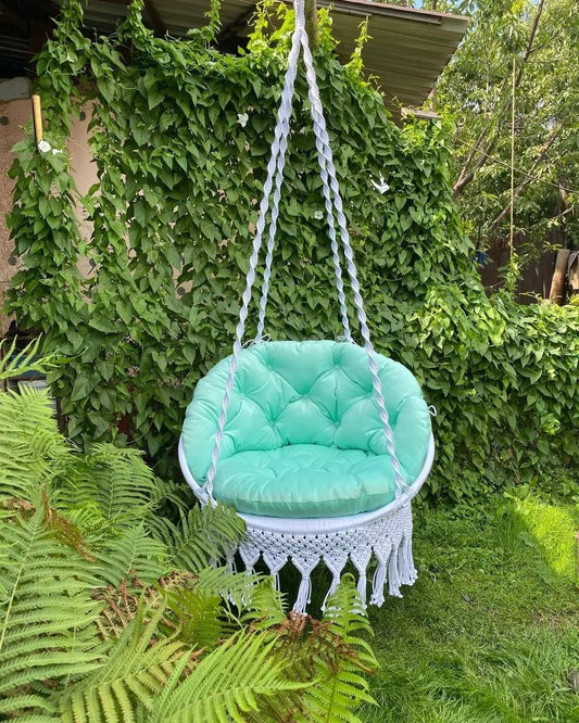 Macrame Swing Chair, Hanging Chair, Round Swing  Macrame Porch rocking swing, Hammock Chair, Macrame Round Swing, Hanging Cotton Macrame Hammock Chair
