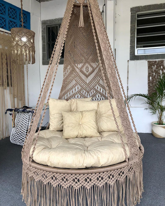 Natural Macrame Swing Chair Hanging Swing Chair Hammock Chair kids and adult swing