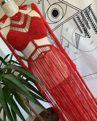Beautiful Red Macrame Dress for Women
