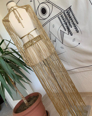 New Color Macrame Bohmian Dress Handmade Macrame Top and Skirt Set: Bohemian Festival Outfit Tulum Party Dress