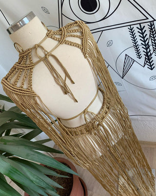 New Color Macrame Bohmian Dress Handmade Macrame Top and Skirt Set: Bohemian Festival Outfit Tulum Party Dress