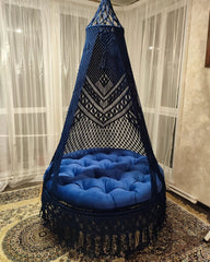 Blue Swing, Macrame Swing Chair, Hanging Chair