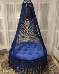 Blue Swing, Macrame Swing Chair, Hanging Chair