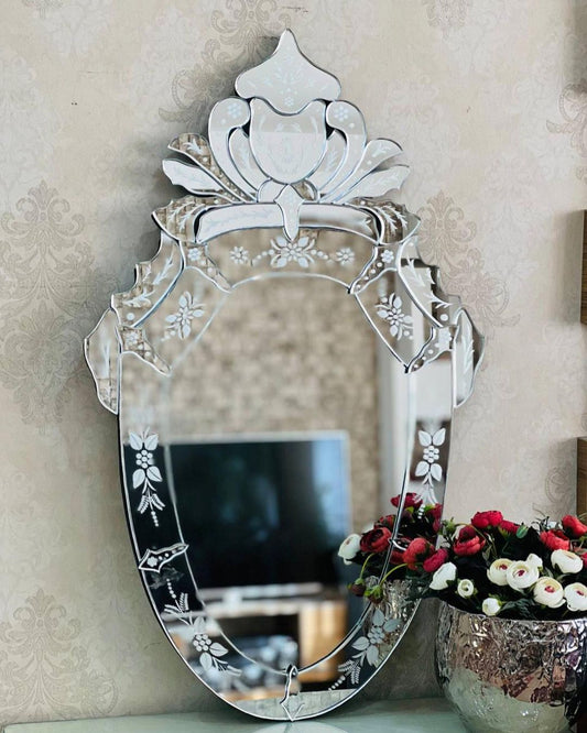 Elegant Venetian Wall Mirror Featuring Beveled and Etched Glass Classic Vintage Home Decor Mirror for Living Room & Bathroom