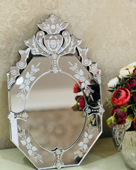 Ornate Venetian Beveled Glass Mirror with Antique Engravings