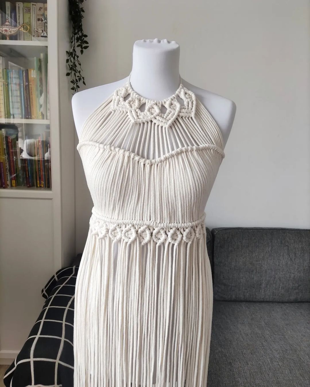 Modern Macrame Dress Bohemian style Handmade Macrame Top and Skirt Set: Bohemian Festival Outfit Tulum Party Dress