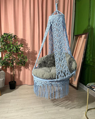 Beautiful Macrame Swing Chair, Bohemian Decor, Hanging Chair macrame swing,Macrame rocking chair,Macrame round chair,Macrame patio swing ,Macrame double swing
