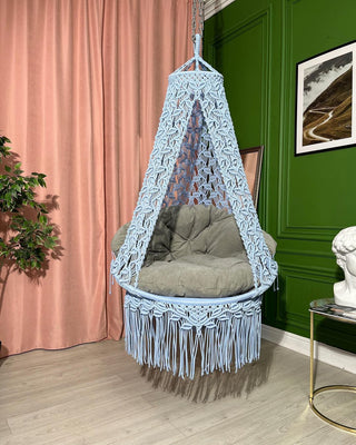 Beautiful Macrame Swing Chair, Bohemian Decor, Hanging Chair macrame swing,Macrame rocking chair,Macrame round chair,Macrame patio swing ,Macrame double swing