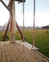 Wooden Hanging Macrame Swing