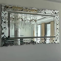 Gorgeous Vintage Large Size Venetian Murano Glass Mirror Handcrafted