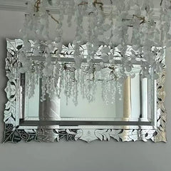 Gorgeous Vintage Large Size Venetian Murano Glass Mirror Handcrafted