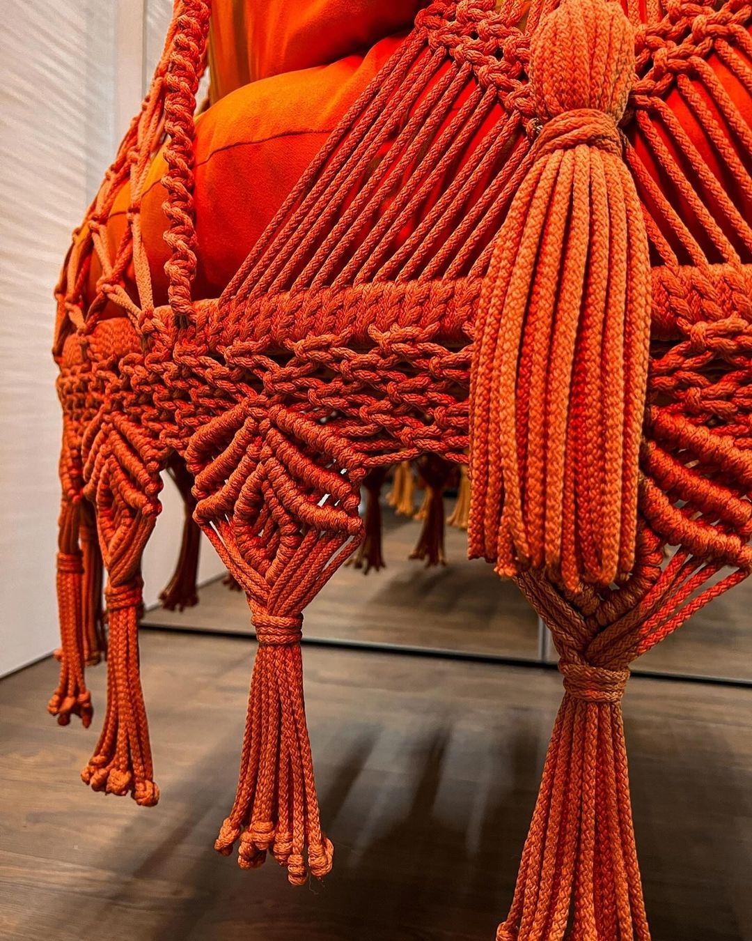 Orange Macrame Swing, Swing Bed, indoor Hammock, indoor Swing Chair