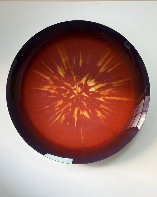 Concave Amber Red Burst Wall Mirror