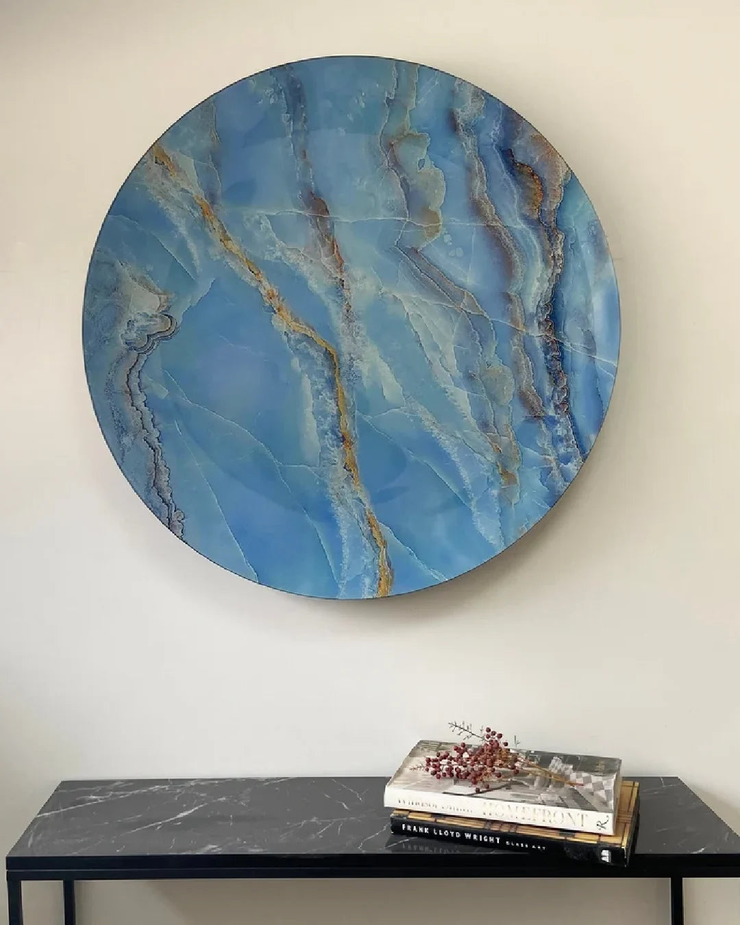 Concave Blue Marble Wall Mirror