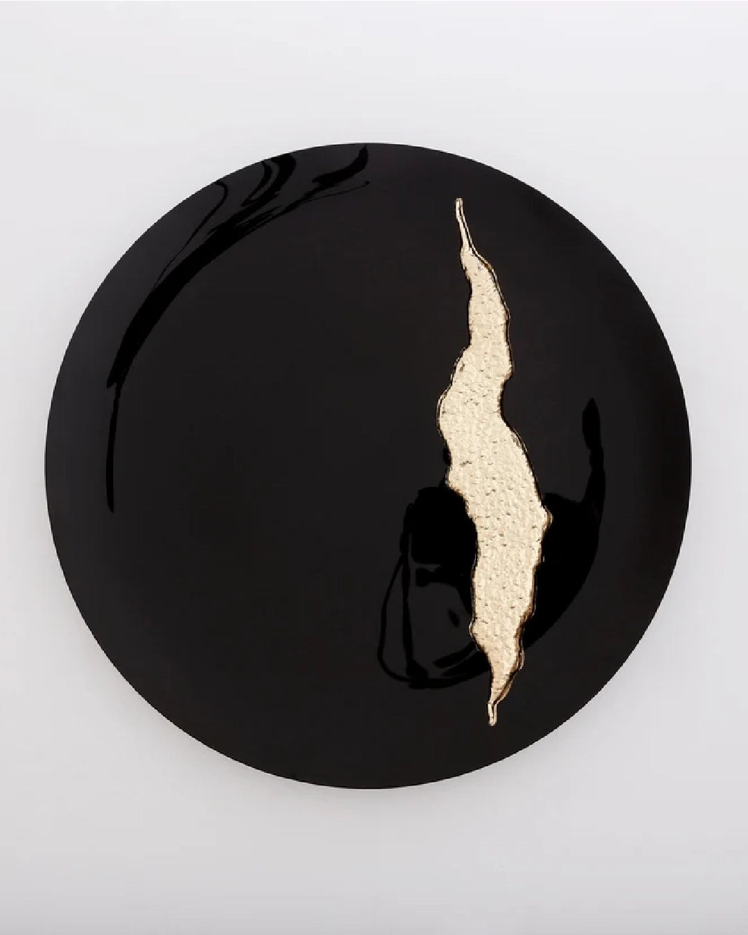 Concave Black & Brass Fracture Wall Mirror