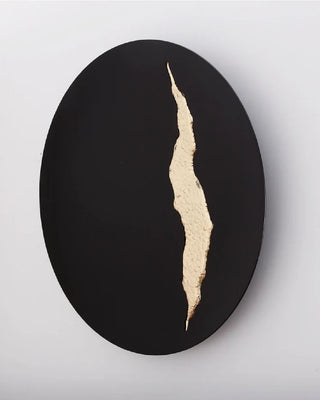 Concave Black & Brass Fracture Wall Mirror