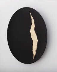 Concave Black & Brass Fracture Wall Mirror