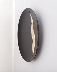 Concave Black & Brass Fracture Wall Mirror
