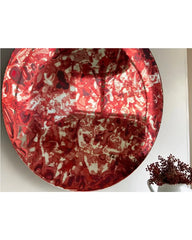 Concave Distressed Red Mirror