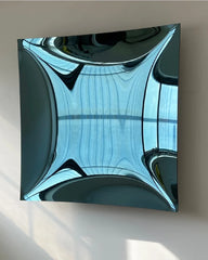 Concave Square Blue Wall Mirror