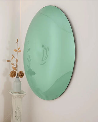 Convex & Concave Oval Green Wall Mirror