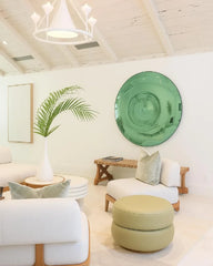 Convex & Concave Oval Green Wall Mirror